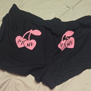 PINK Victoria's Secret Black Sleepwear Boxer Shorts Xl New Cherries